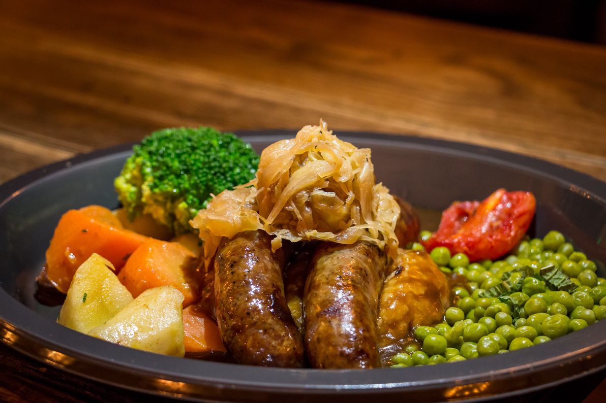 Bangers & Mash Dish at The Leaky Cauldron