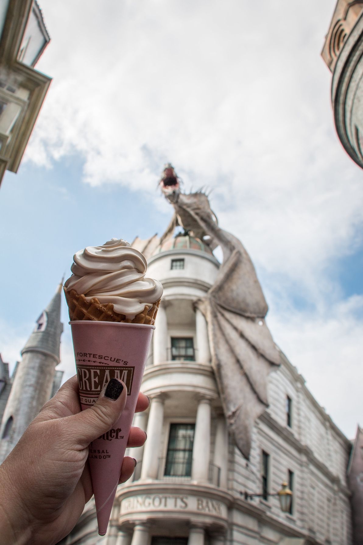 A scoop of Florean Fortescue’s ice cream on a waffle cone!